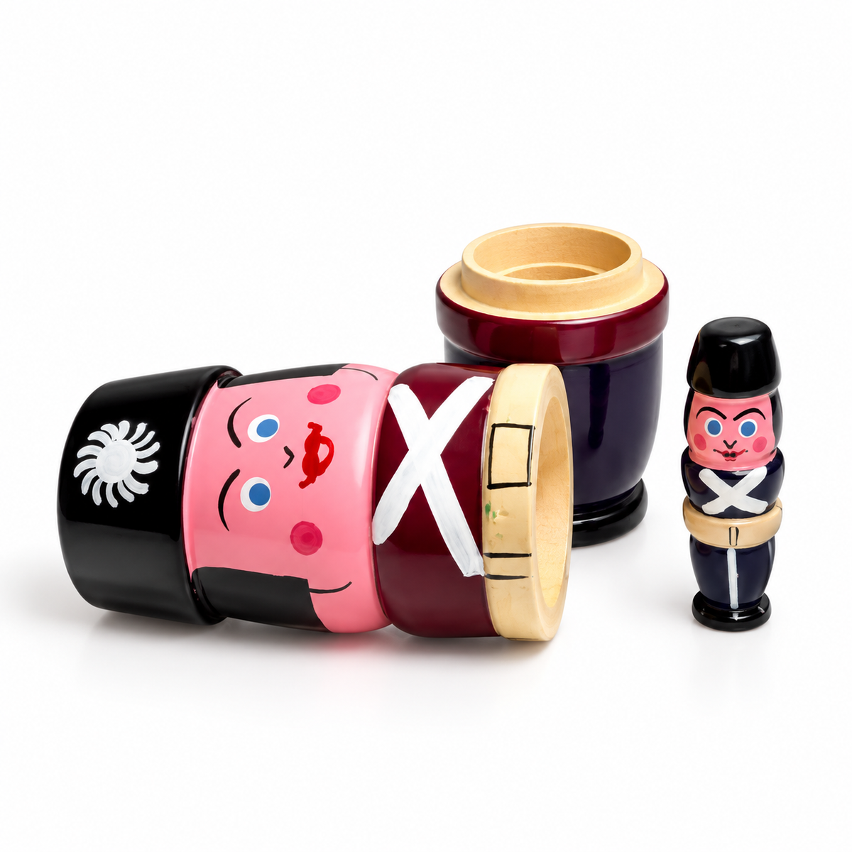 Sthulas Multicolor Wooden Soldier Nesting Doll Set