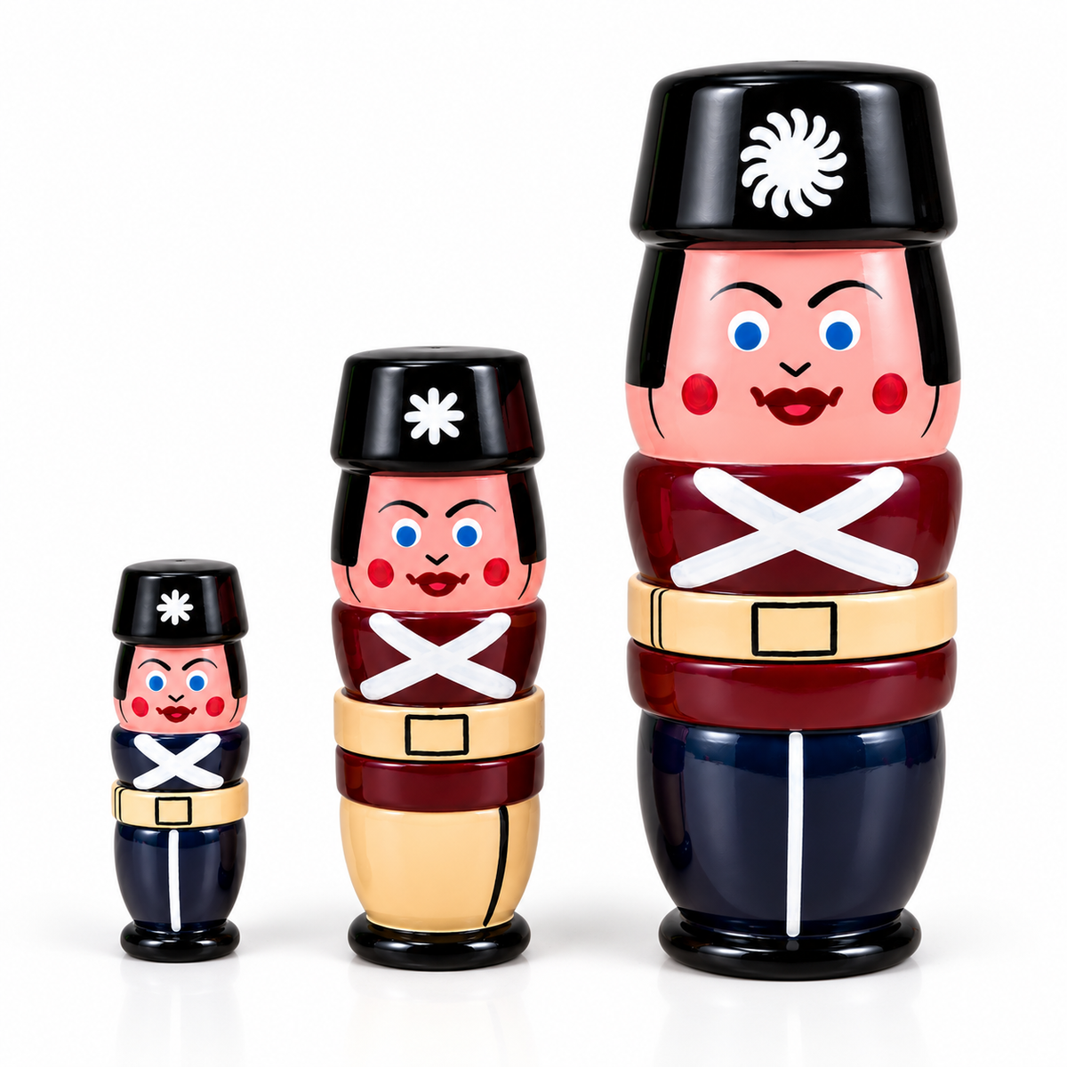 Sthulas Multicolor Wooden Soldier Nesting Doll Set