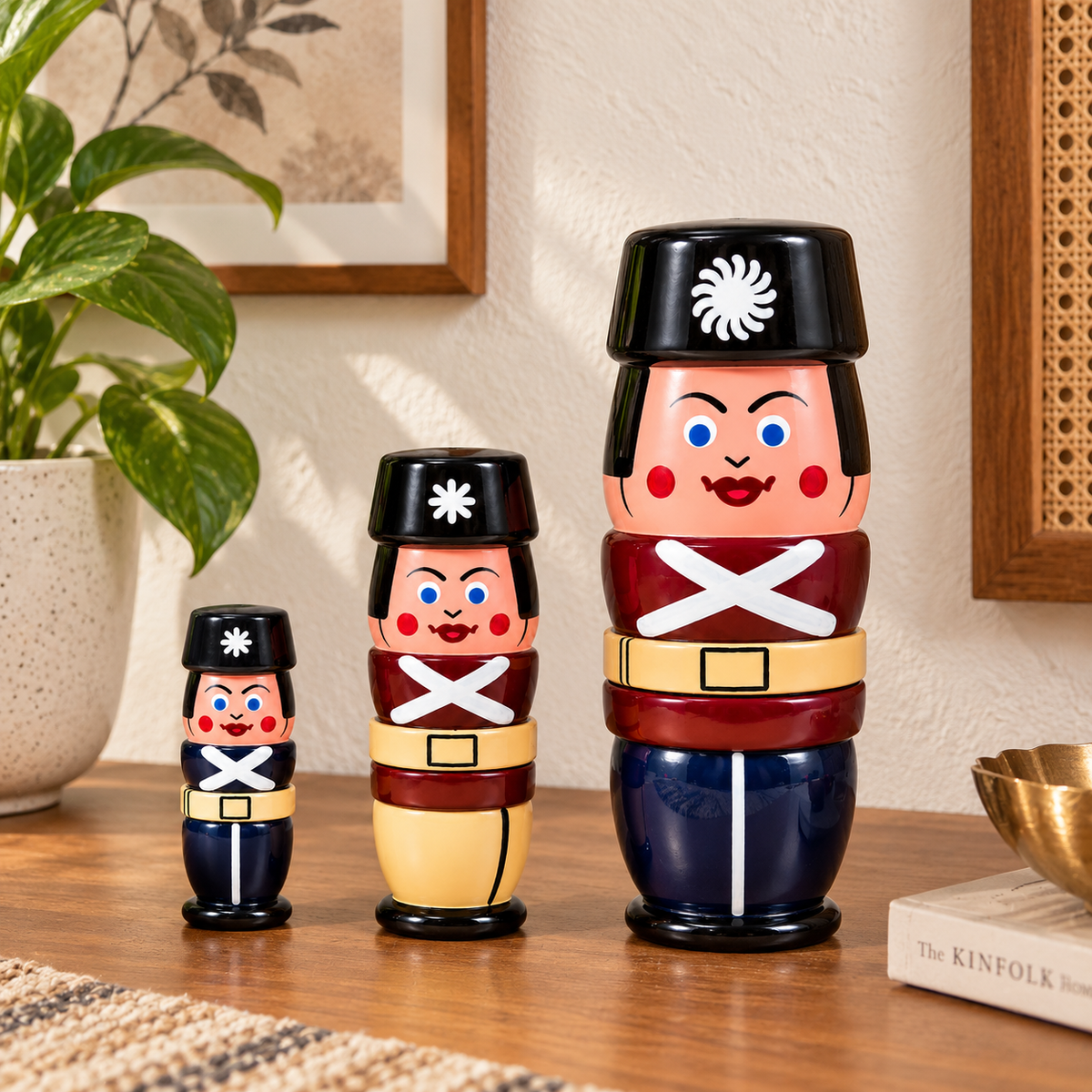 Sthulas Multicolor Wooden Soldier Nesting Doll Set
