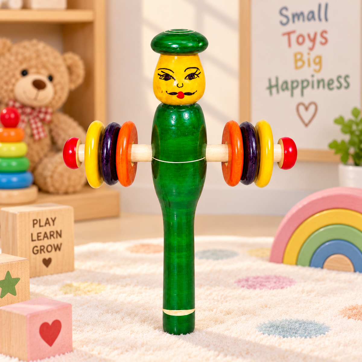 Sthulas Multicolor Wooden Traditional Doll Rattle