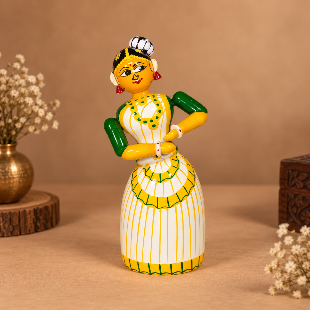 Sthulas Multicolor Traditional Dancer Wooden Figurine