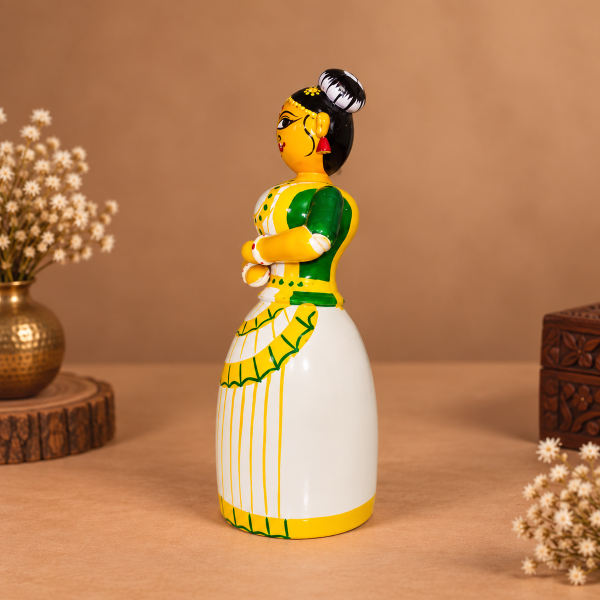 Sthulas Multicolor Traditional Dancer Wooden Figurine