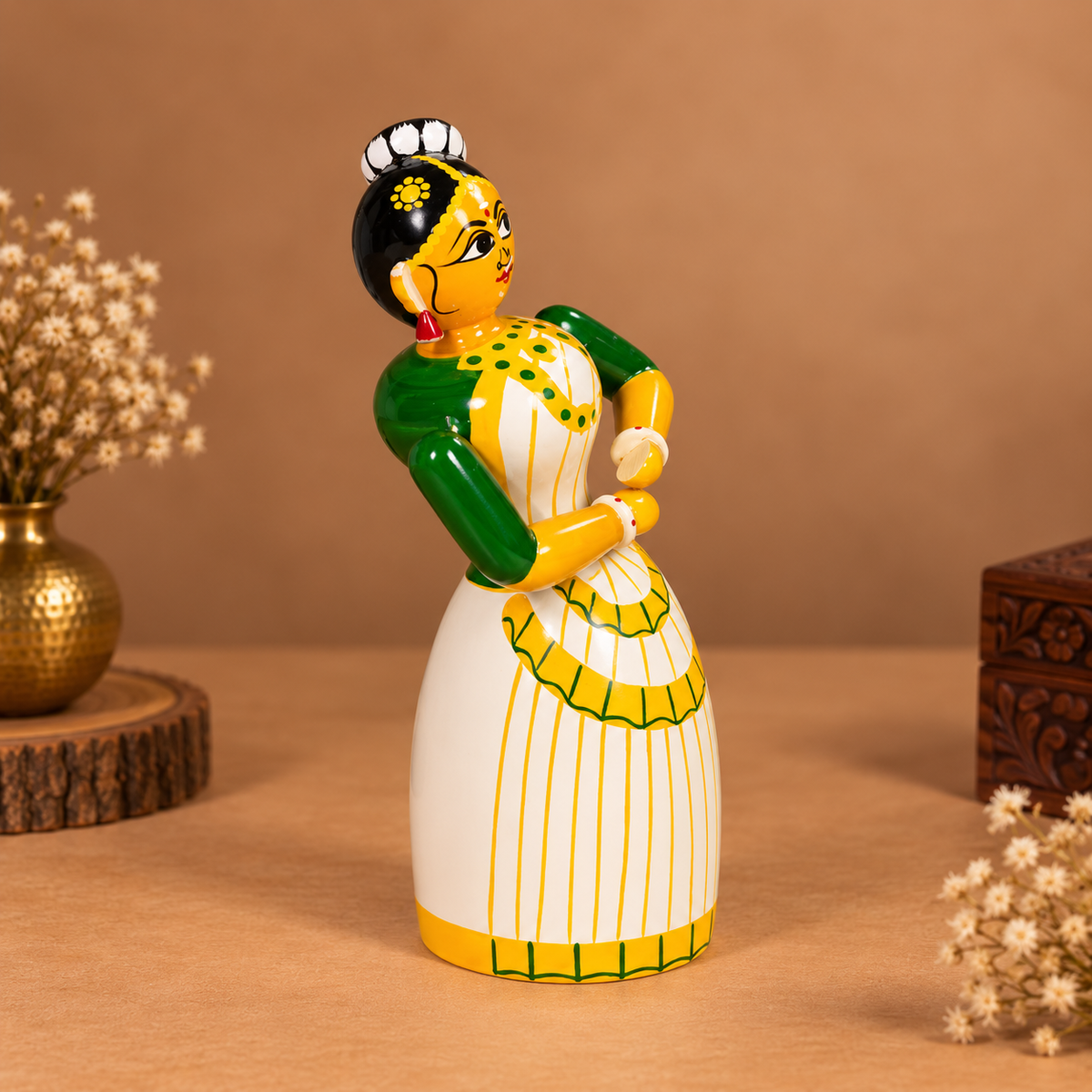 Sthulas Multicolor Traditional Dancer Wooden Figurine