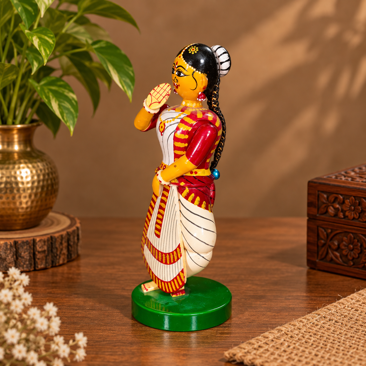 Sthulas Multicolor Traditional Dancer Wooden Figurine