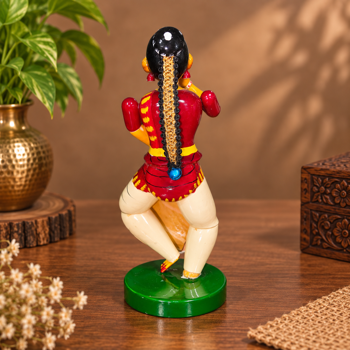 Sthulas Multicolor Traditional Dancer Wooden Figurine