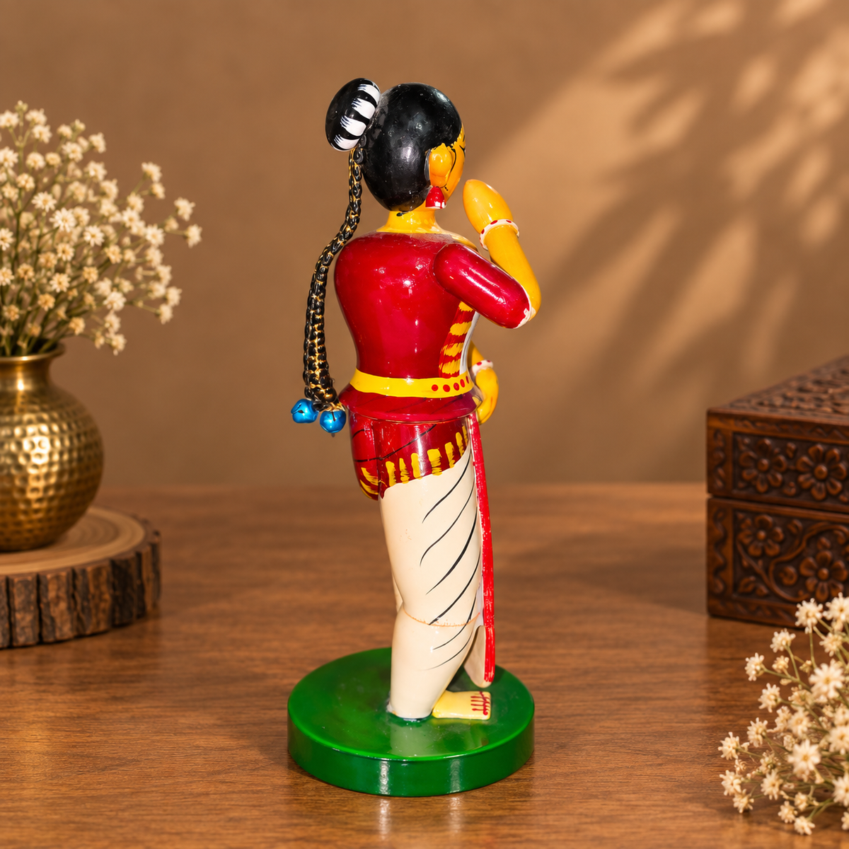 Sthulas Multicolor Traditional Dancer Wooden Figurine