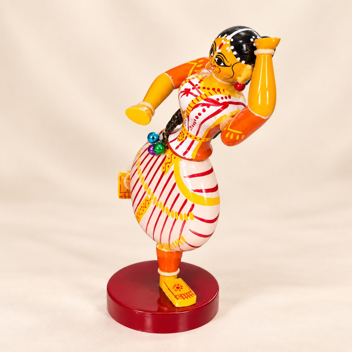 Sthulas Multicolor Traditional Dancer Wooden Figurine