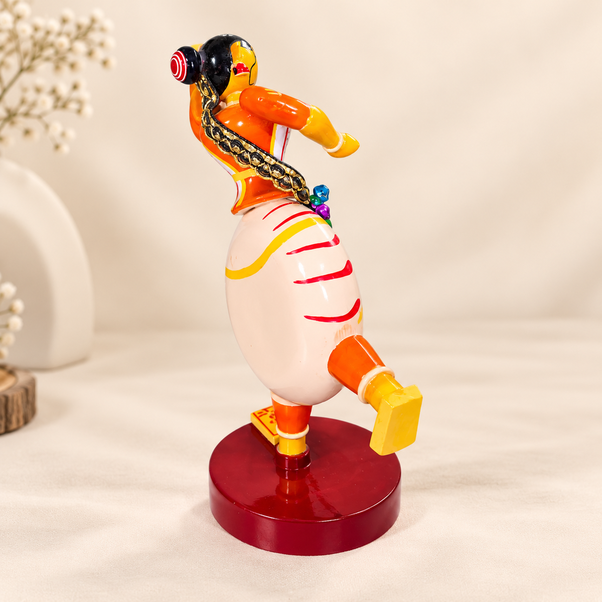 Sthulas Multicolor Traditional Dancer Wooden Figurine