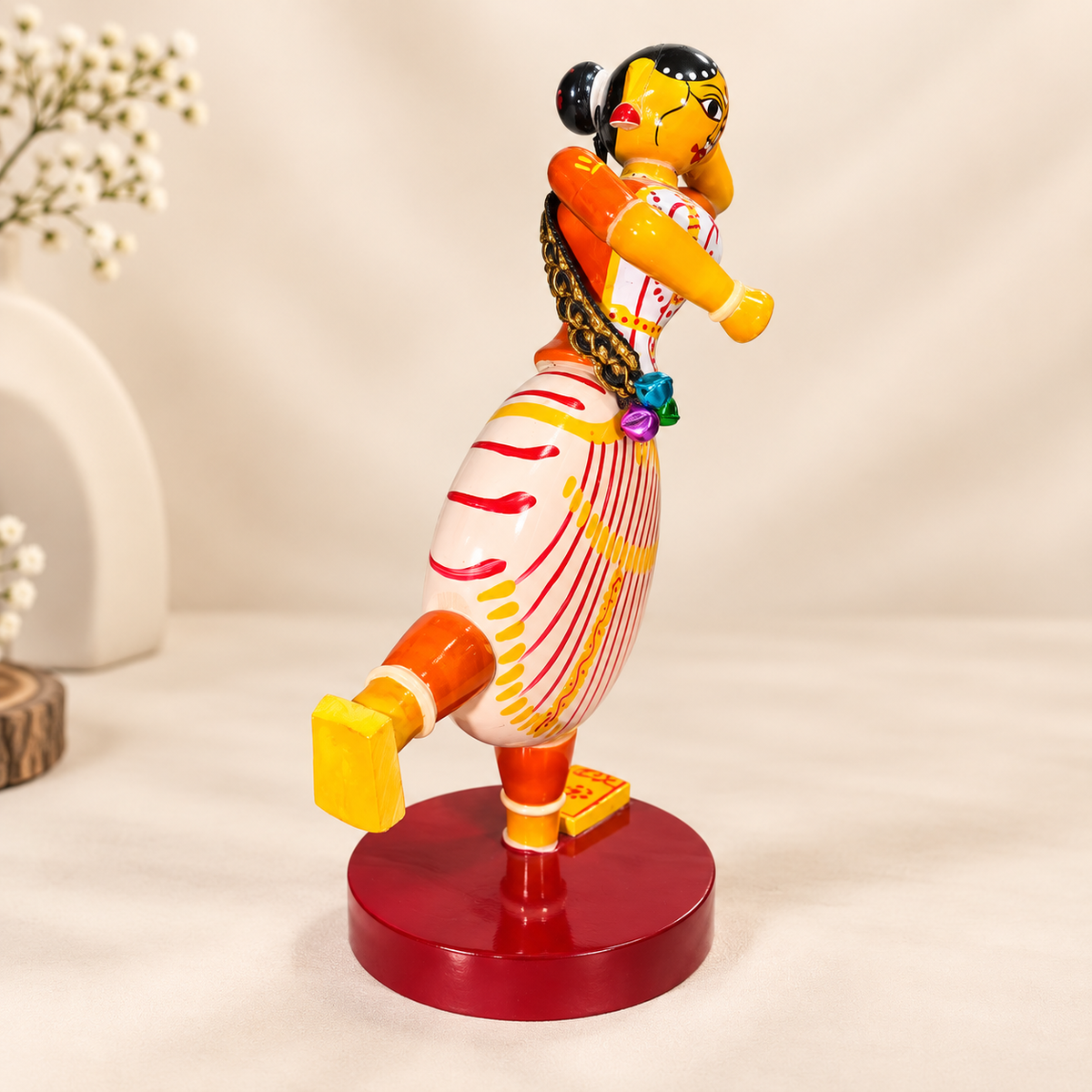 Sthulas Multicolor Traditional Dancer Wooden Figurine