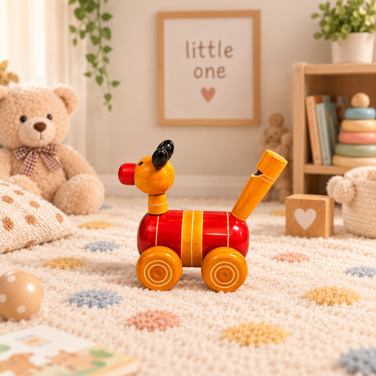 Sthula's Multicolor Wooden Dog Toy Showpiece