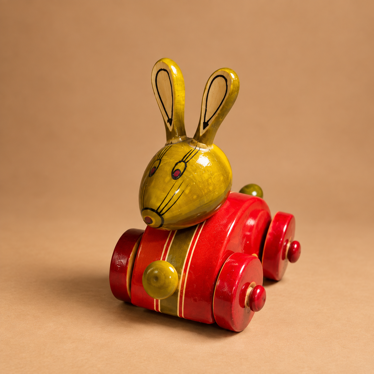 Sthula's Red and Green Wooden Rabbit Toy