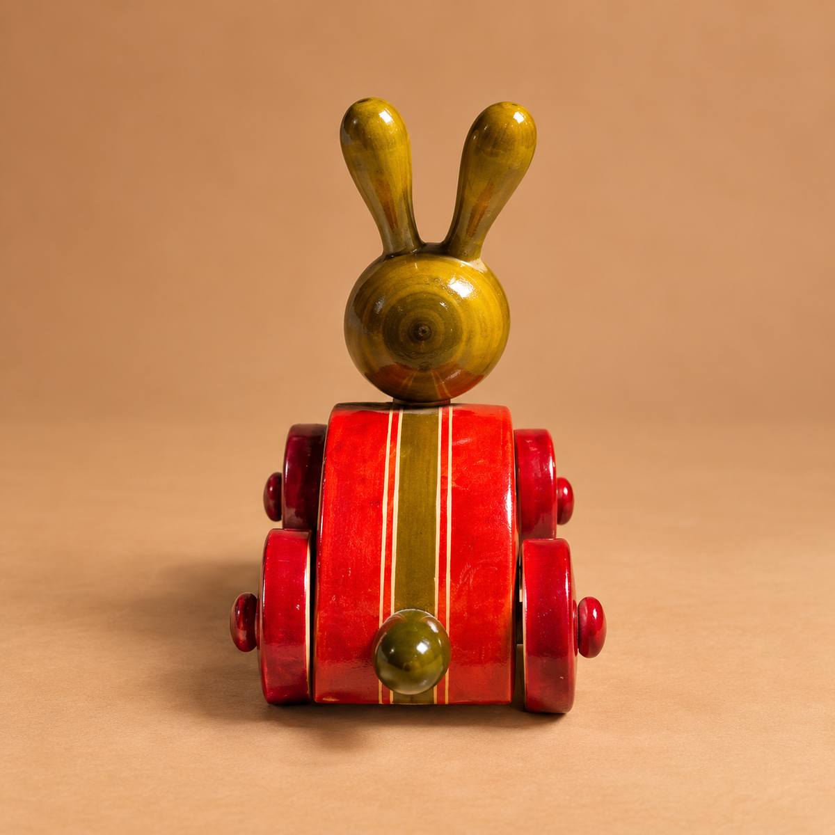 Sthula's Red and Green Wooden Rabbit Toy