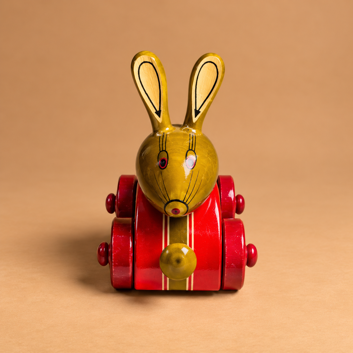 Sthula's Red and Green Wooden Rabbit Toy