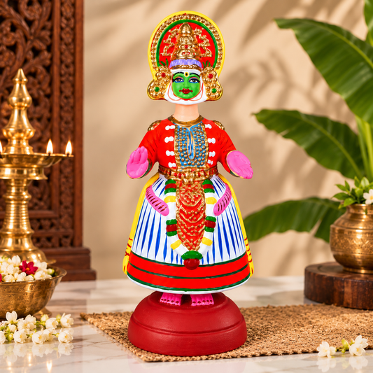 Sthula's Handmade Kathakali Dancer Multicolor Wooden Showpiece