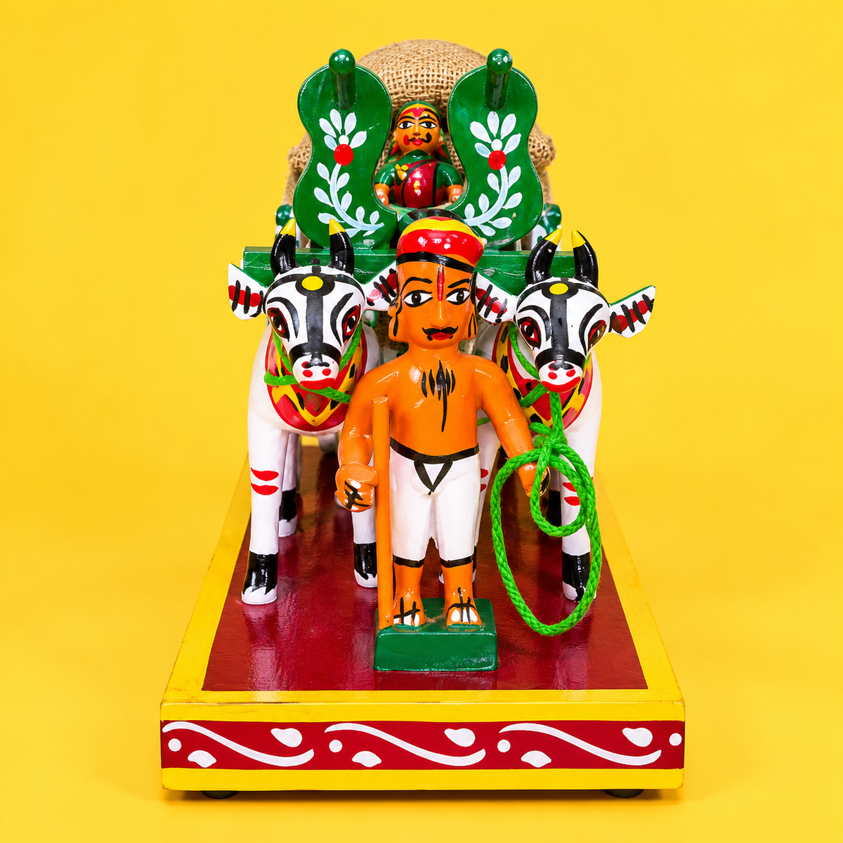 Sthula's Handmade Multicolor Bullock Cart Decorative Showpiece