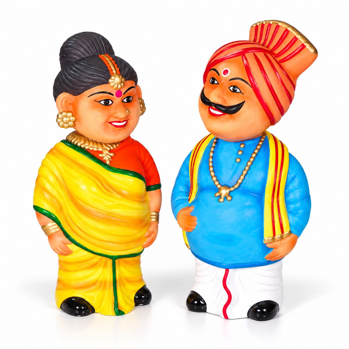 Sthula's Rajasthani Couple Multicolor Decorative Figurine Set
