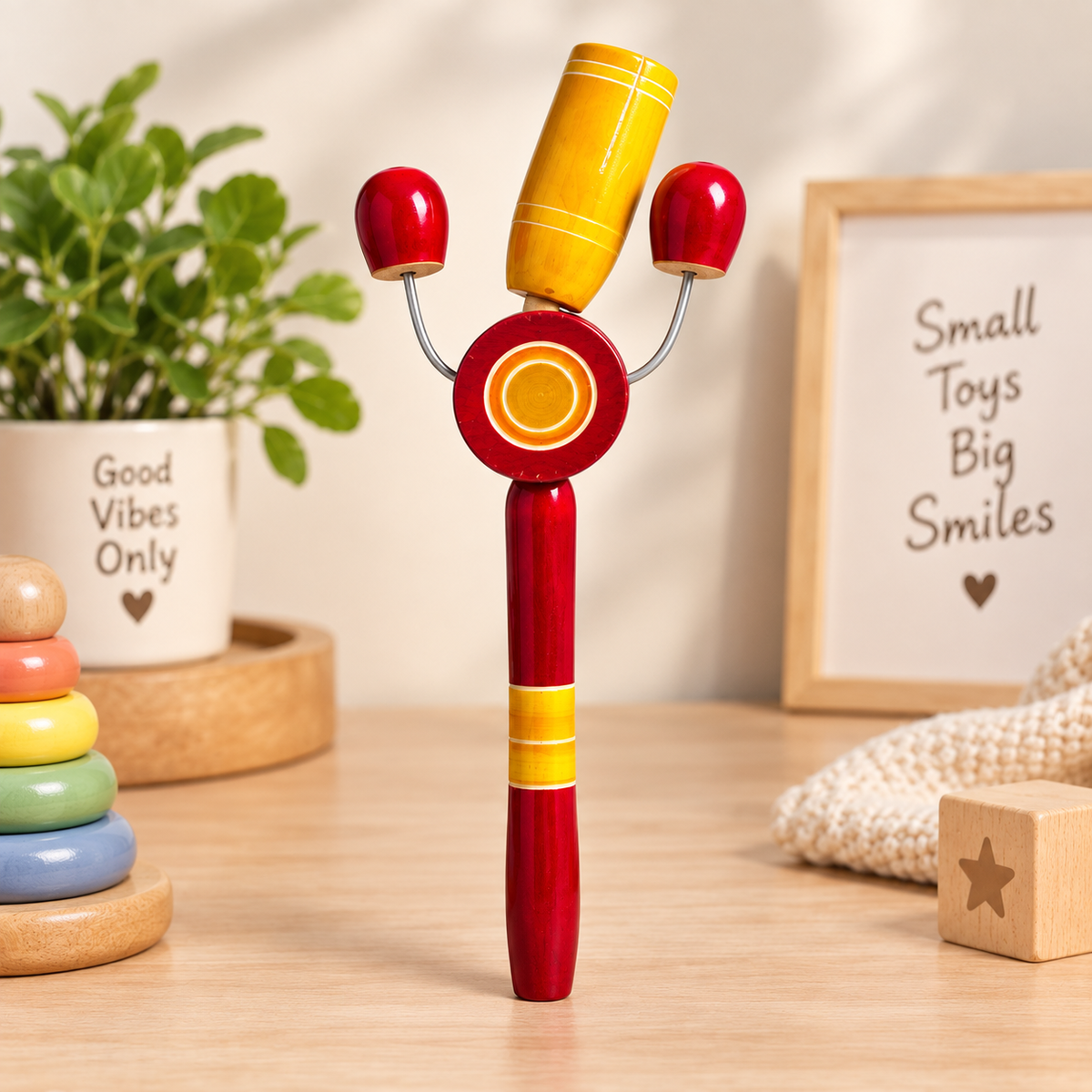 Sthula's Red Yellow Wooden Decorative Showpiece