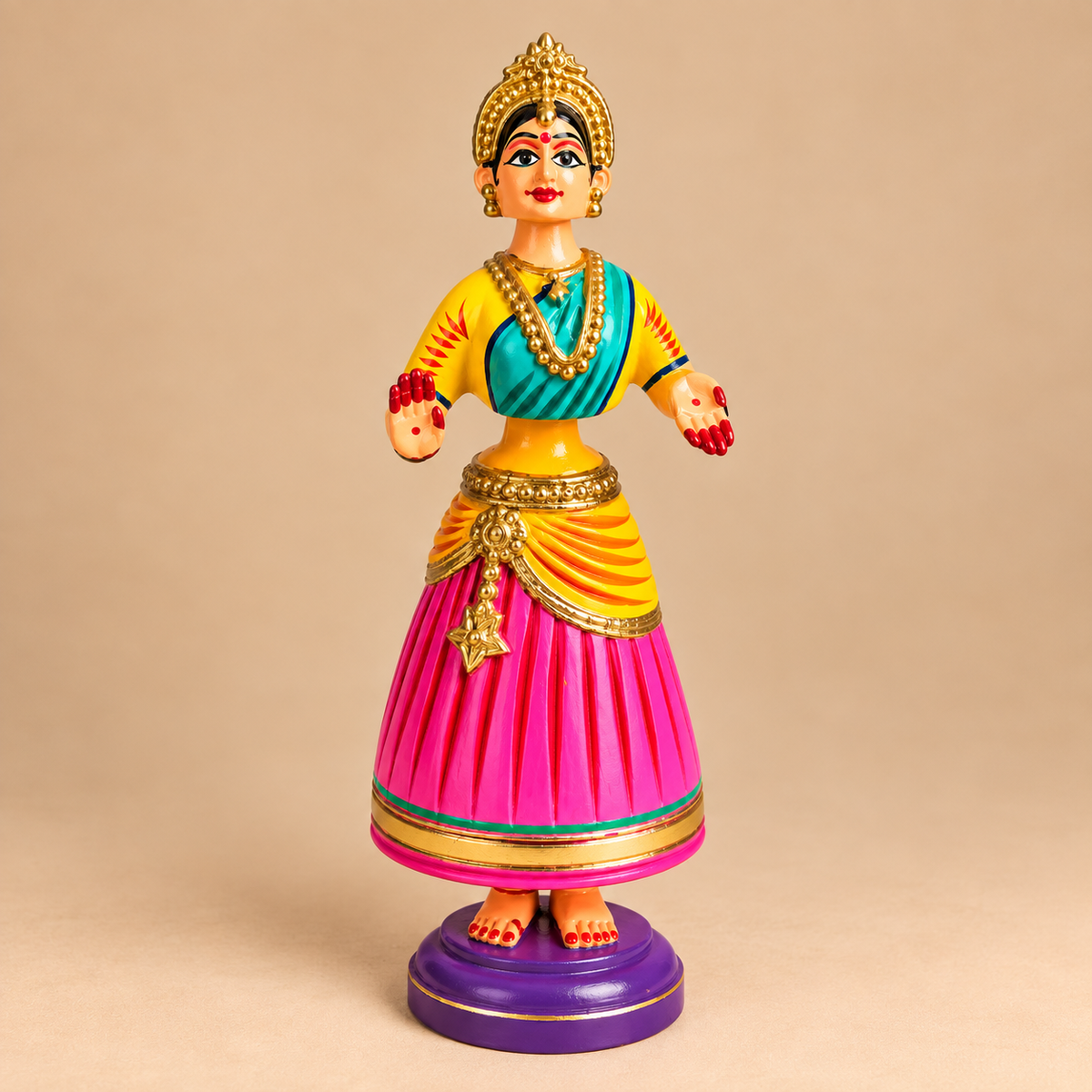 Sthula's Multicolor Wooden Traditional Dancing Doll