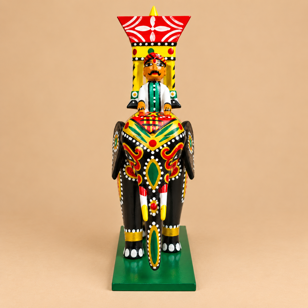 Sthula's Multicolor Wooden Elephant Decorative Showpiece