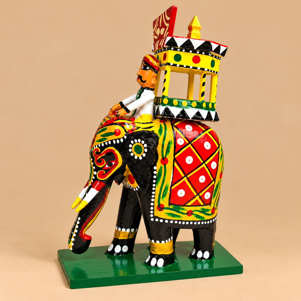 Sthula's Multicolor Wooden Elephant Decorative Showpiece