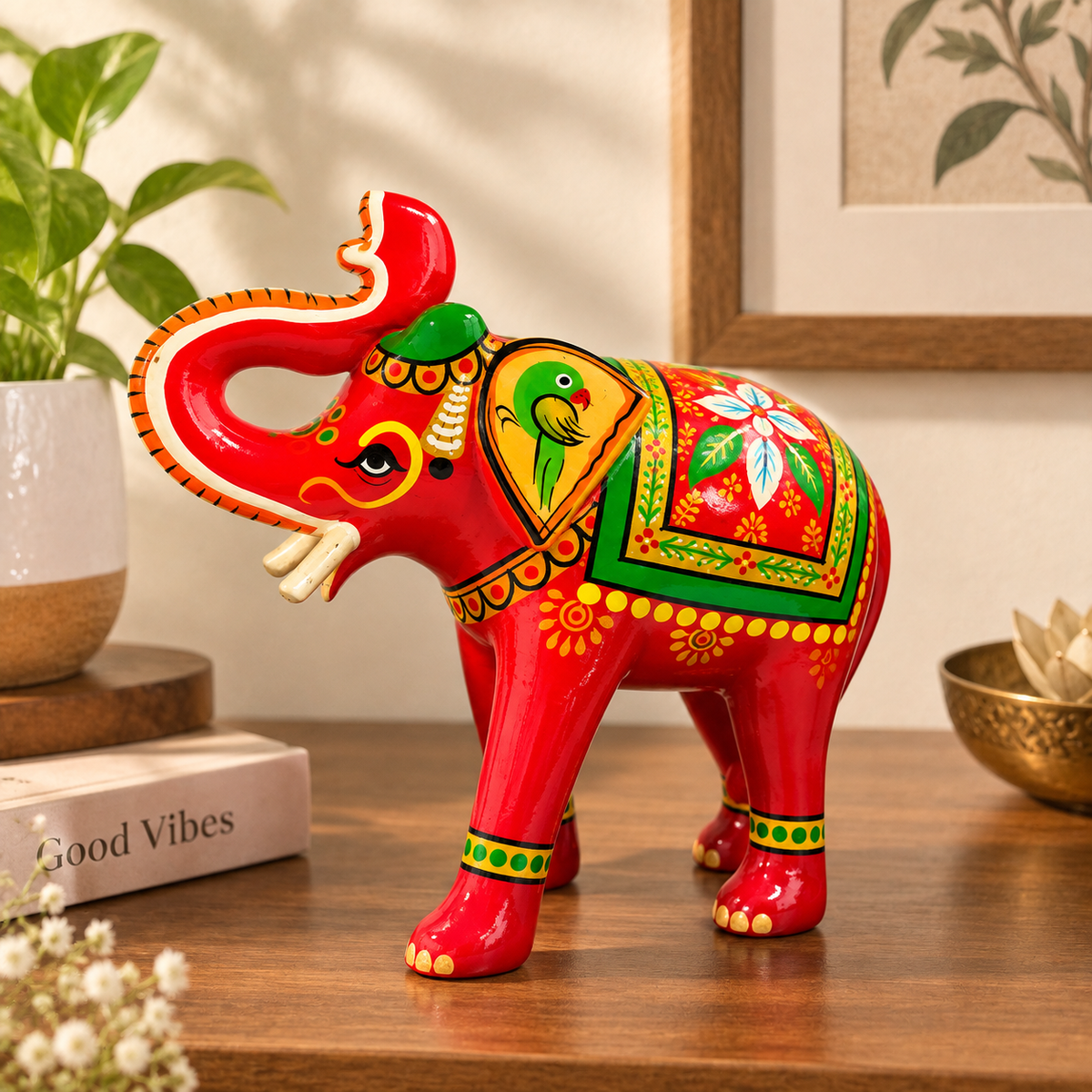 Sthula's Handmade Painted Elephant Showpiece