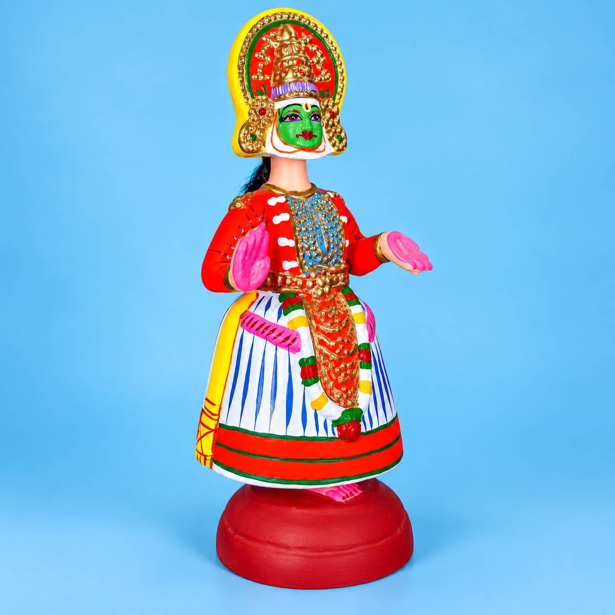 Sthula's Handmade Kathakali Dancer Multicolor Wooden Showpiece