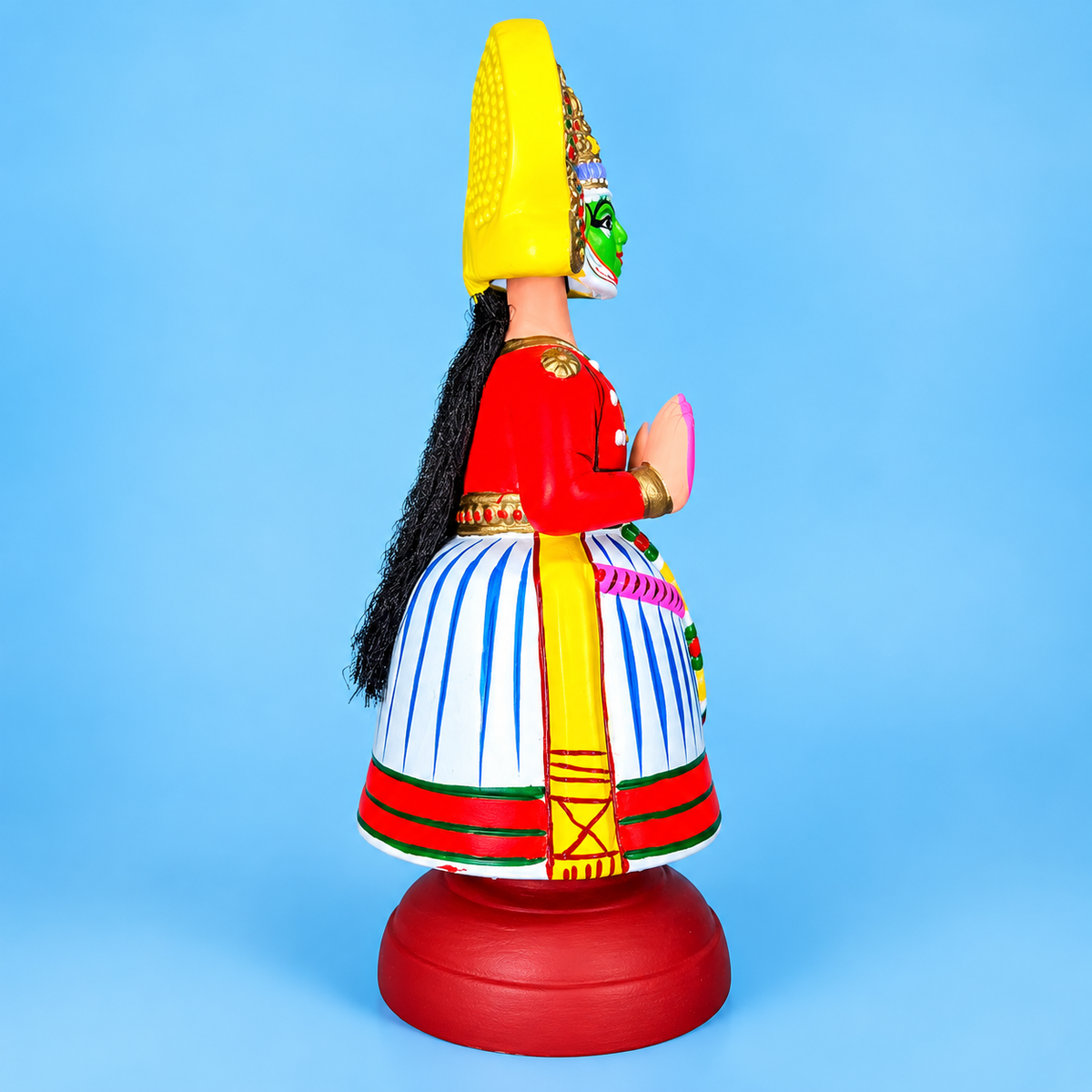 Sthula's Handmade Kathakali Dancer Multicolor Wooden Showpiece