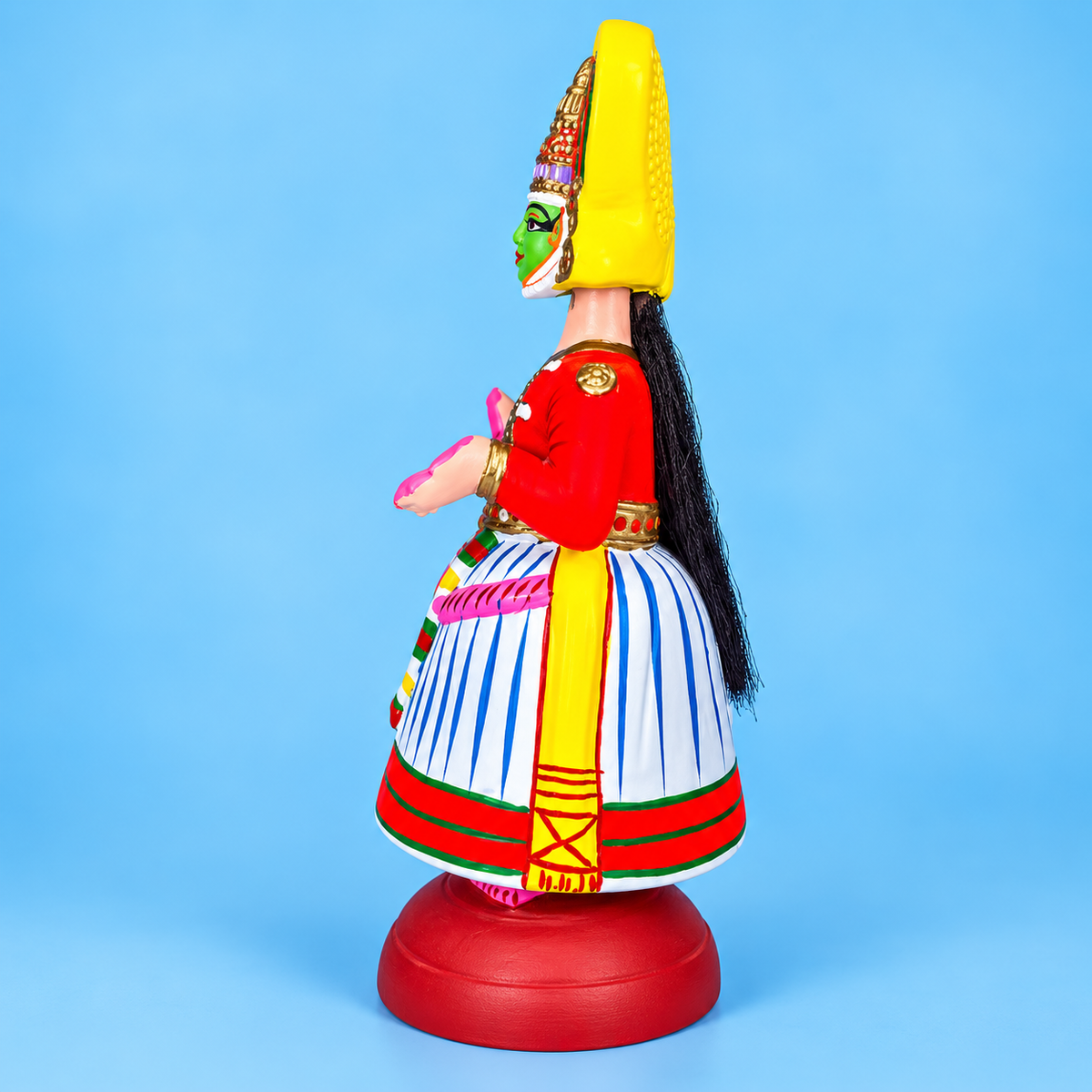 Sthula's Handmade Kathakali Dancer Multicolor Wooden Showpiece
