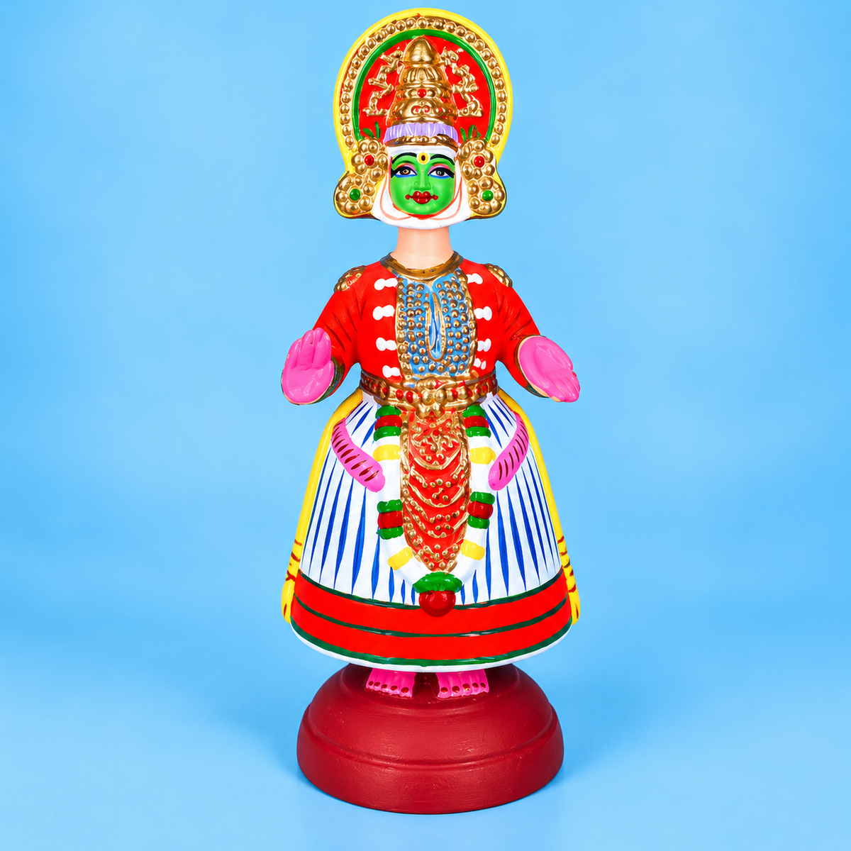 Sthula's Handmade Kathakali Dancer Multicolor Wooden Showpiece