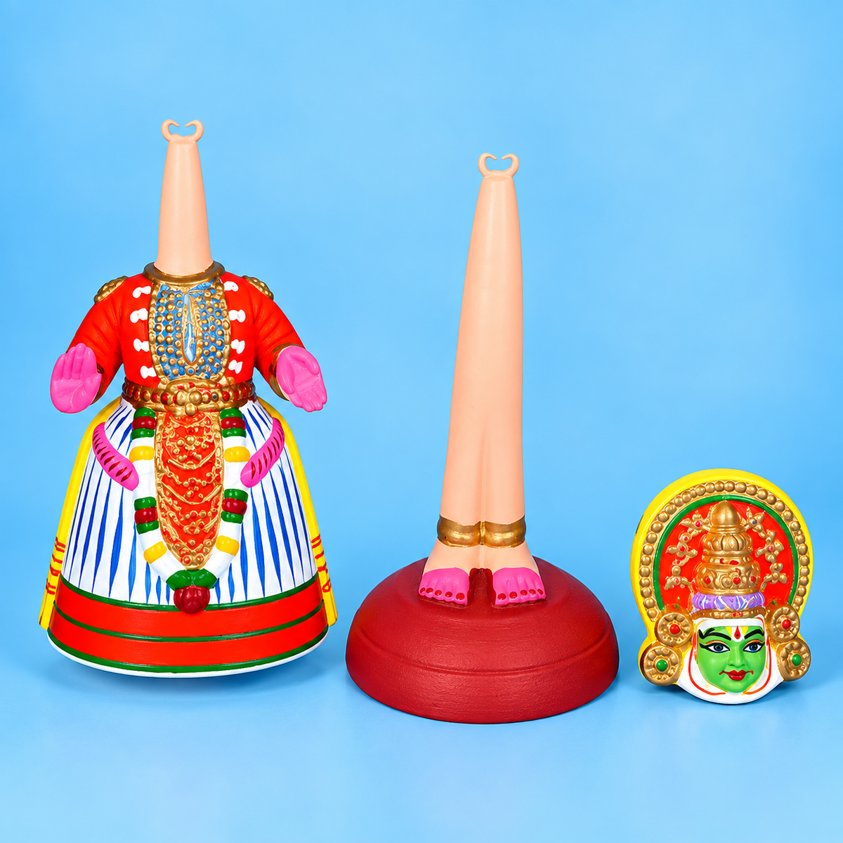 Sthula's Handmade Kathakali Dancer Multicolor Wooden Showpiece