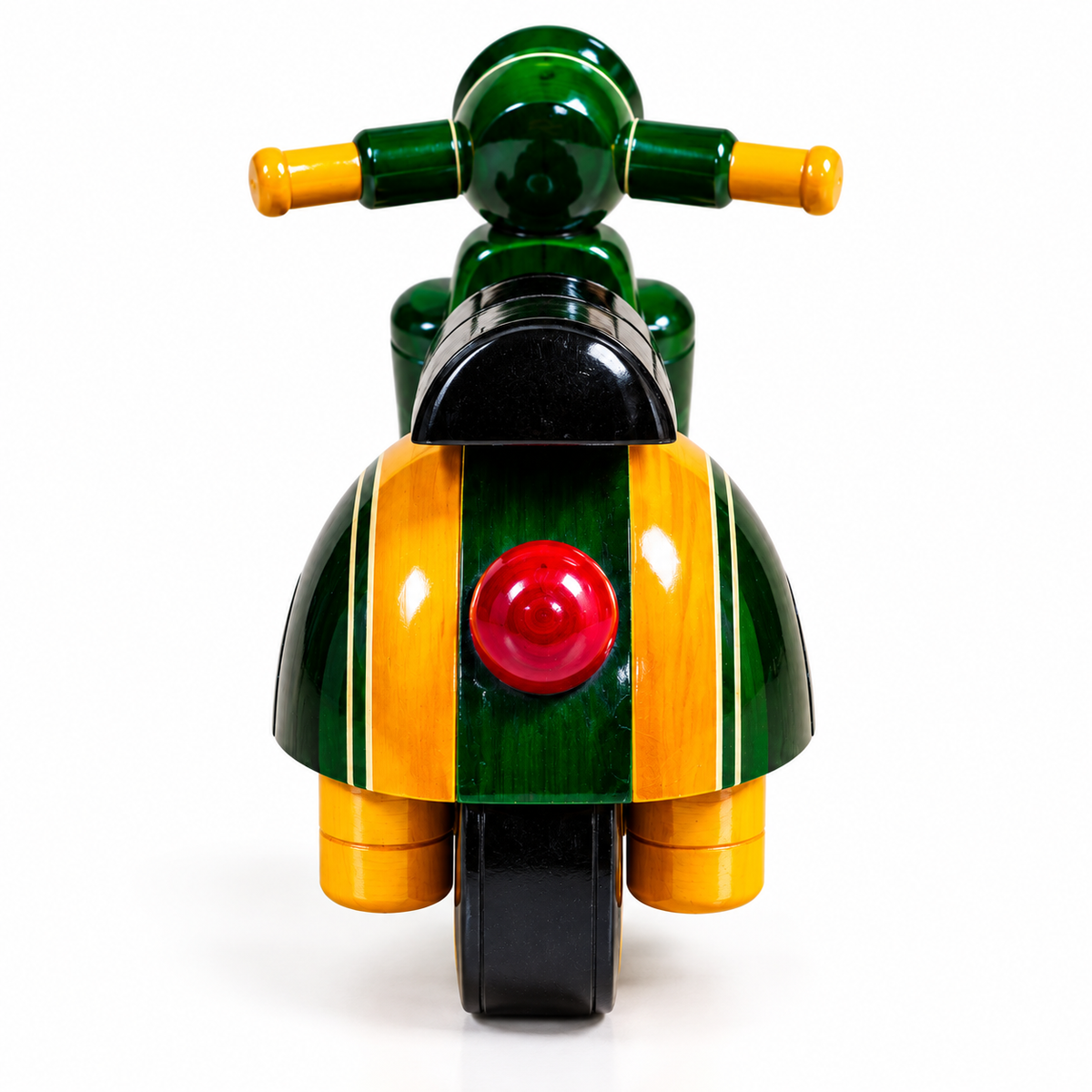 sthula's Green Yellow Wooden Scooter Decorative Showpiece