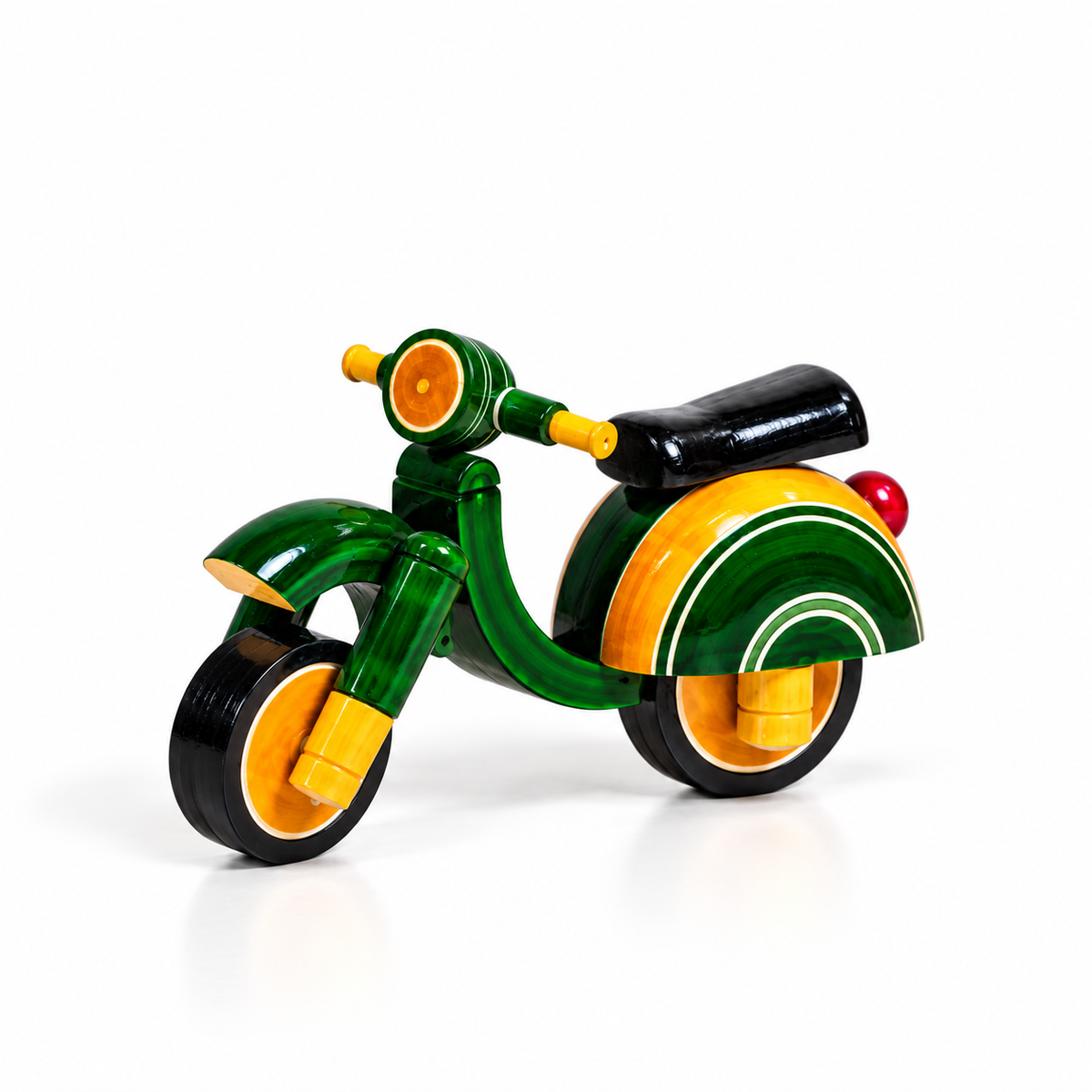 sthula's Green Yellow Wooden Scooter Decorative Showpiece