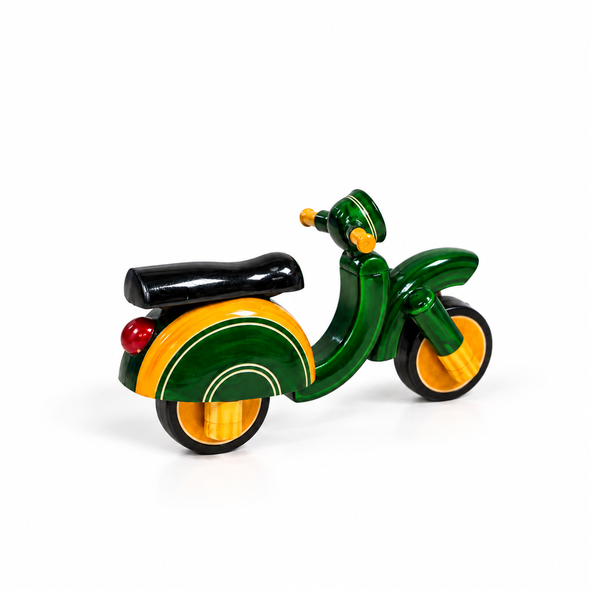 sthula's Green Yellow Wooden Scooter Decorative Showpiece