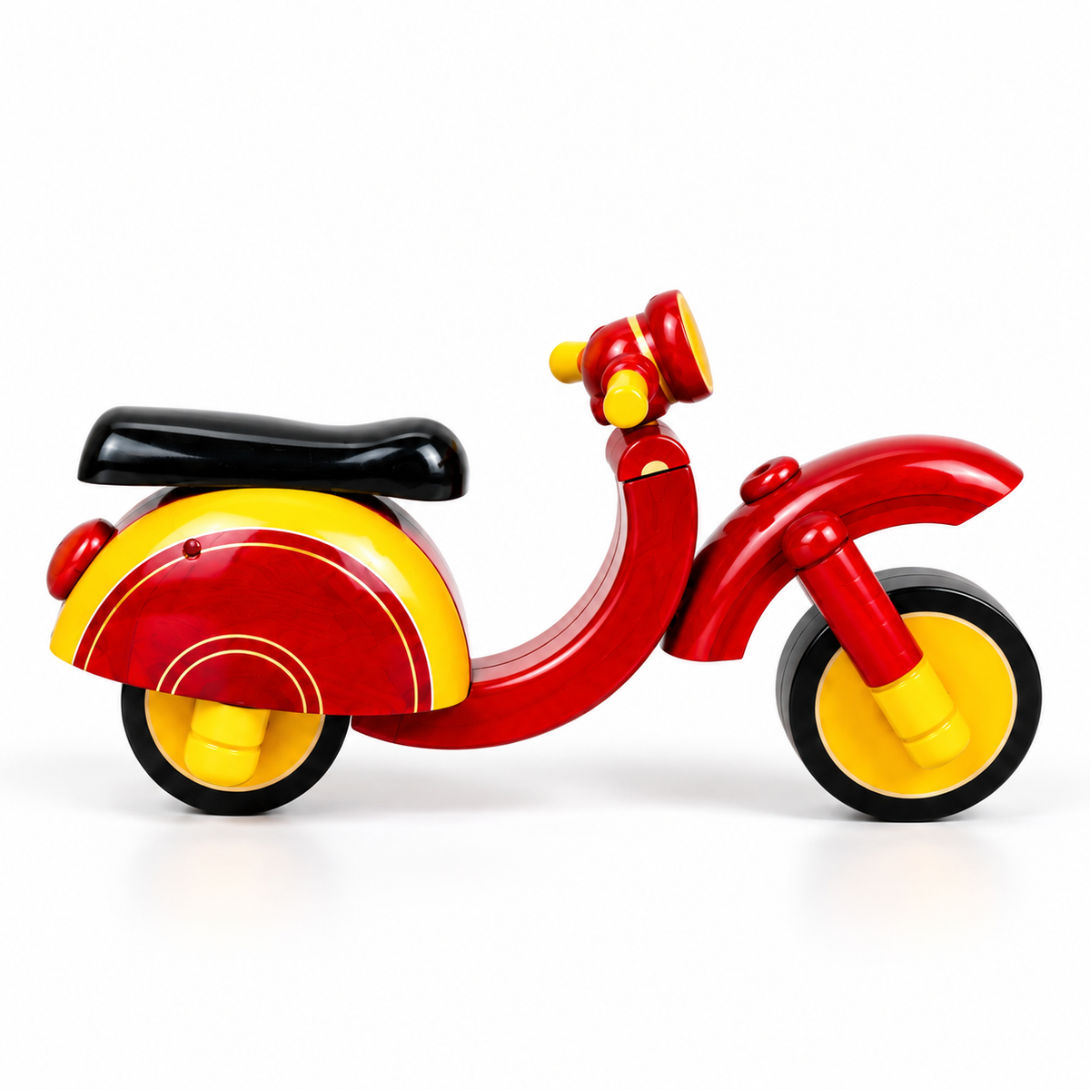 Sthula's  Red Yellow Wooden Scooter Decorative Showpiece