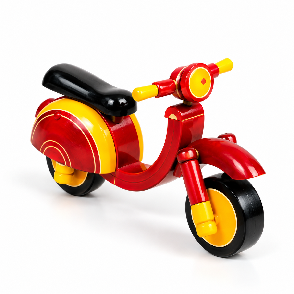 Sthula's  Red Yellow Wooden Scooter Decorative Showpiece