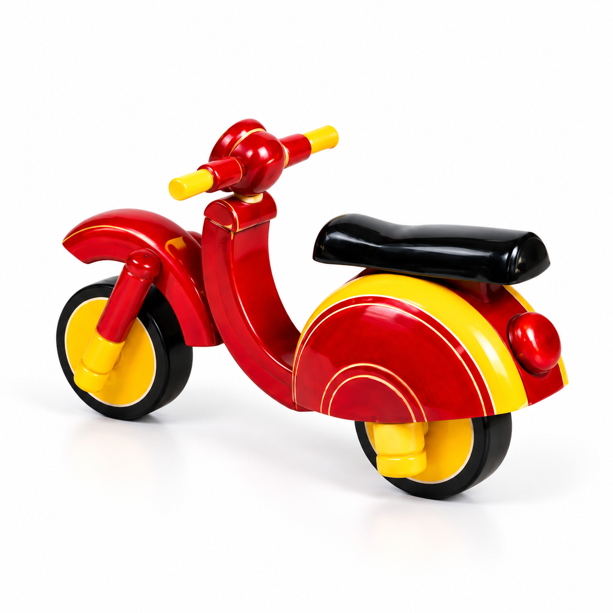 Sthula's  Red Yellow Wooden Scooter Decorative Showpiece