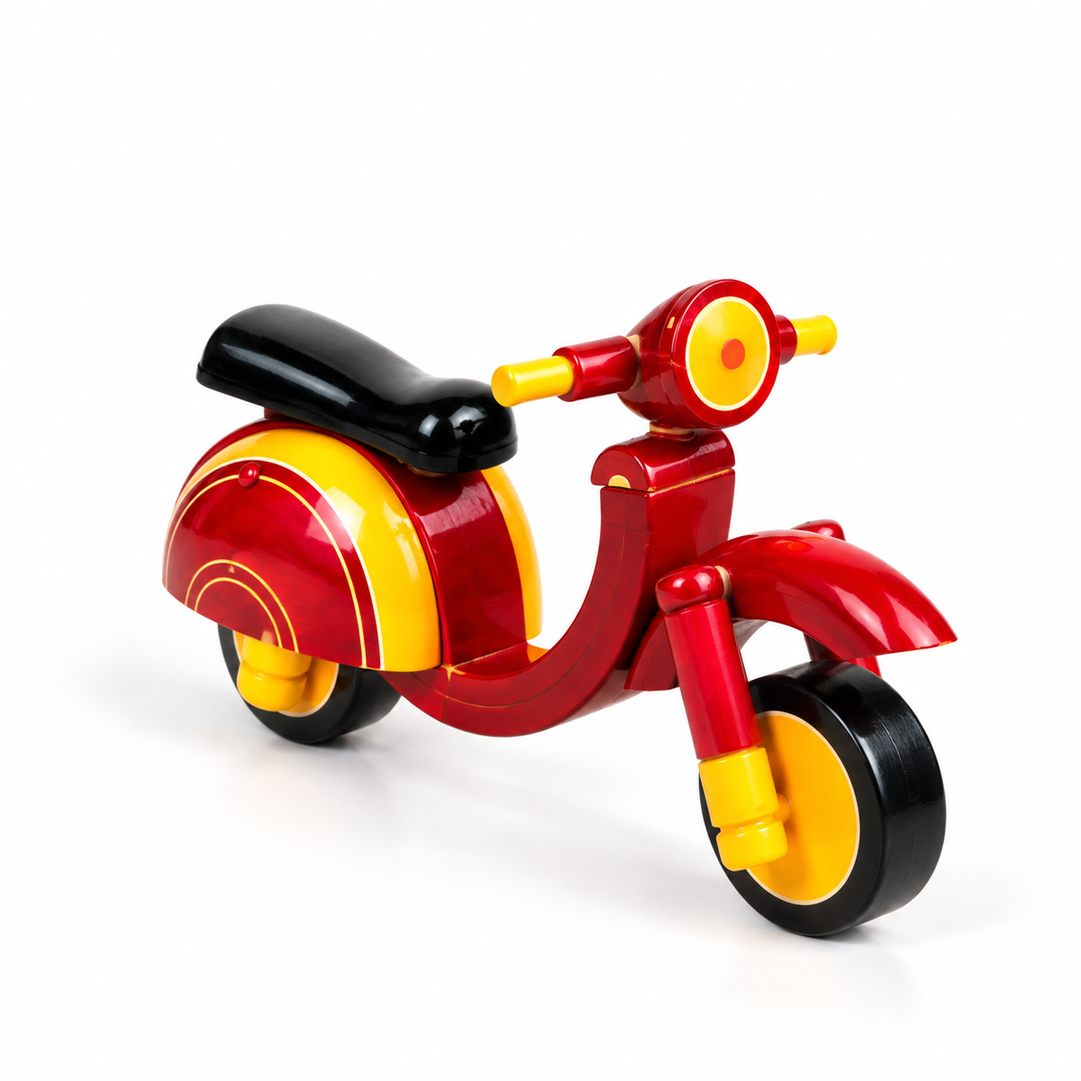 Sthula's  Red Yellow Wooden Scooter Decorative Showpiece