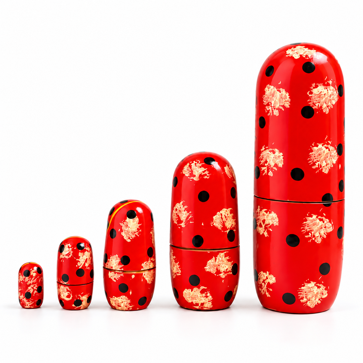 Sthula's Handmade Red Wooden Matryoshka Doll Set