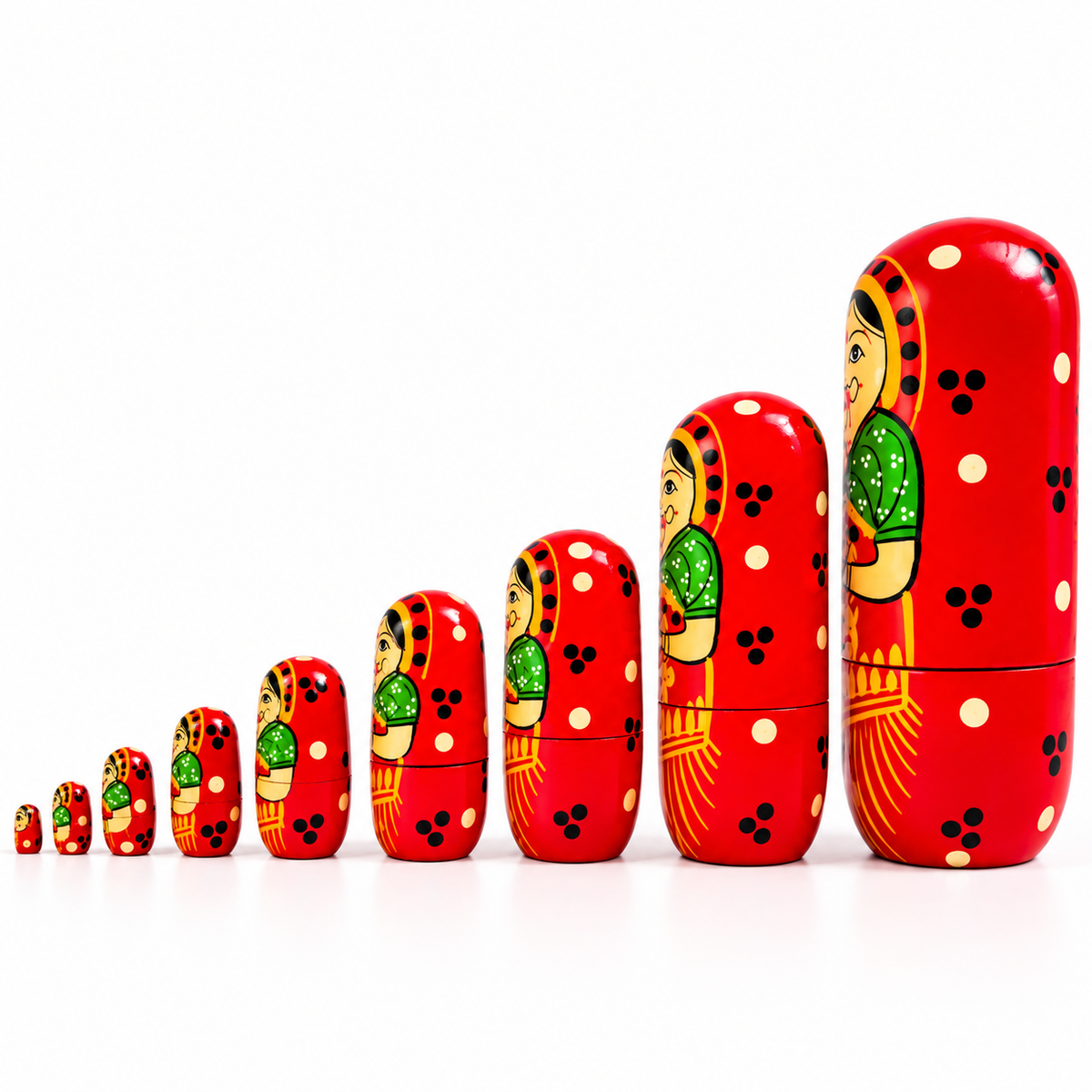 Sthula's Handmade Red Wooden Matryoshka Doll Set