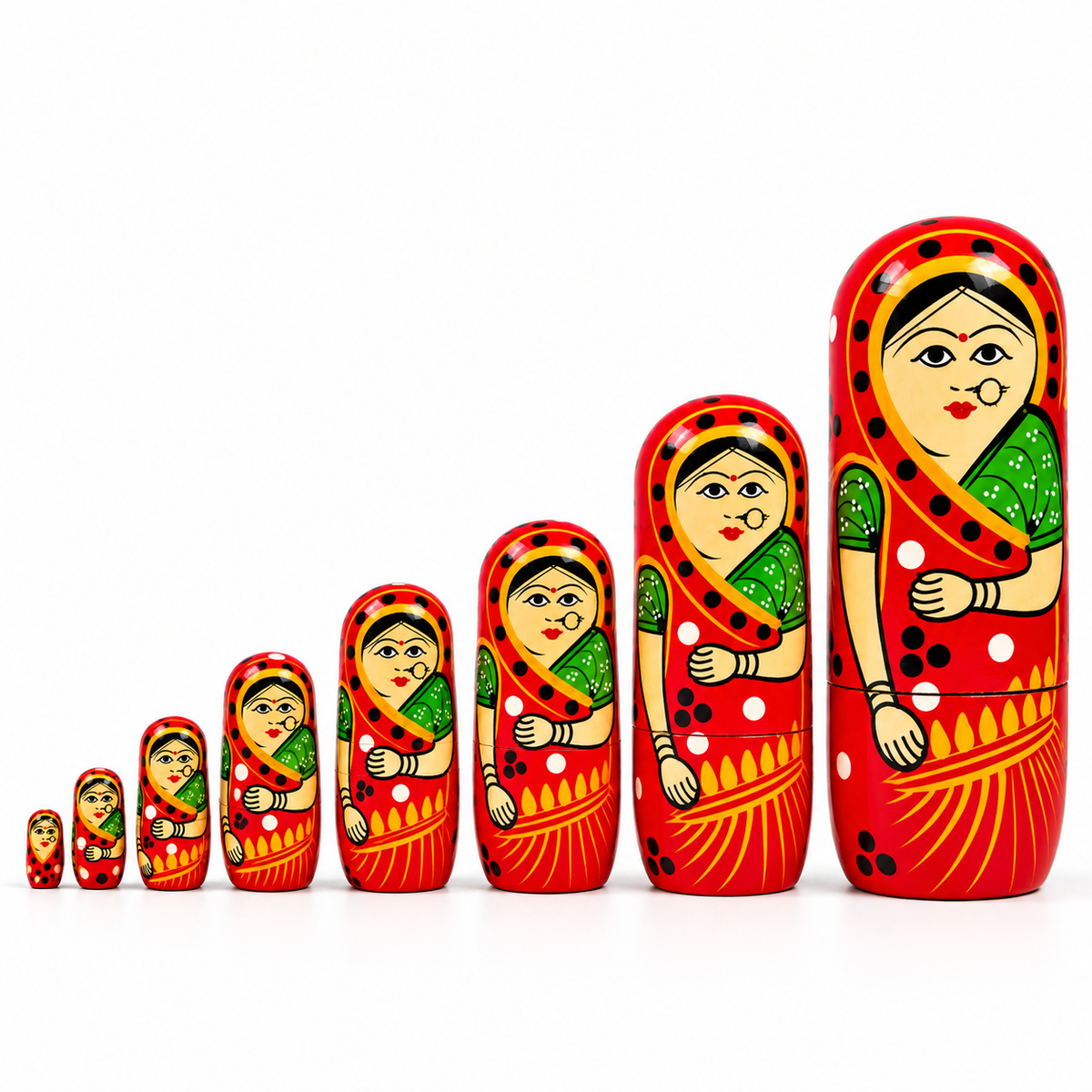 Sthula's Handmade Red Wooden Matryoshka Doll Set