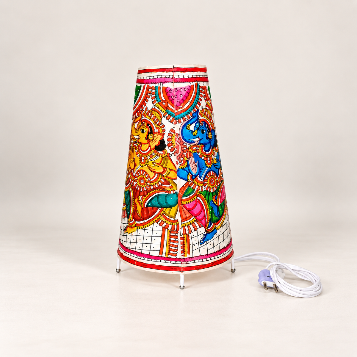 Sthula's Multicolor Elephant Folk Art Table Lamp