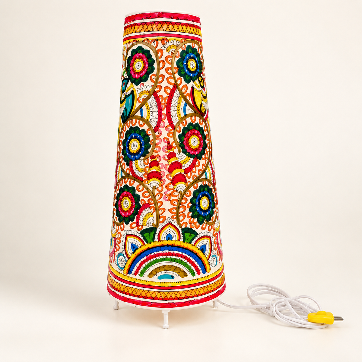 Sthula's Multicolor Peacock Floral Metal Table Lamp