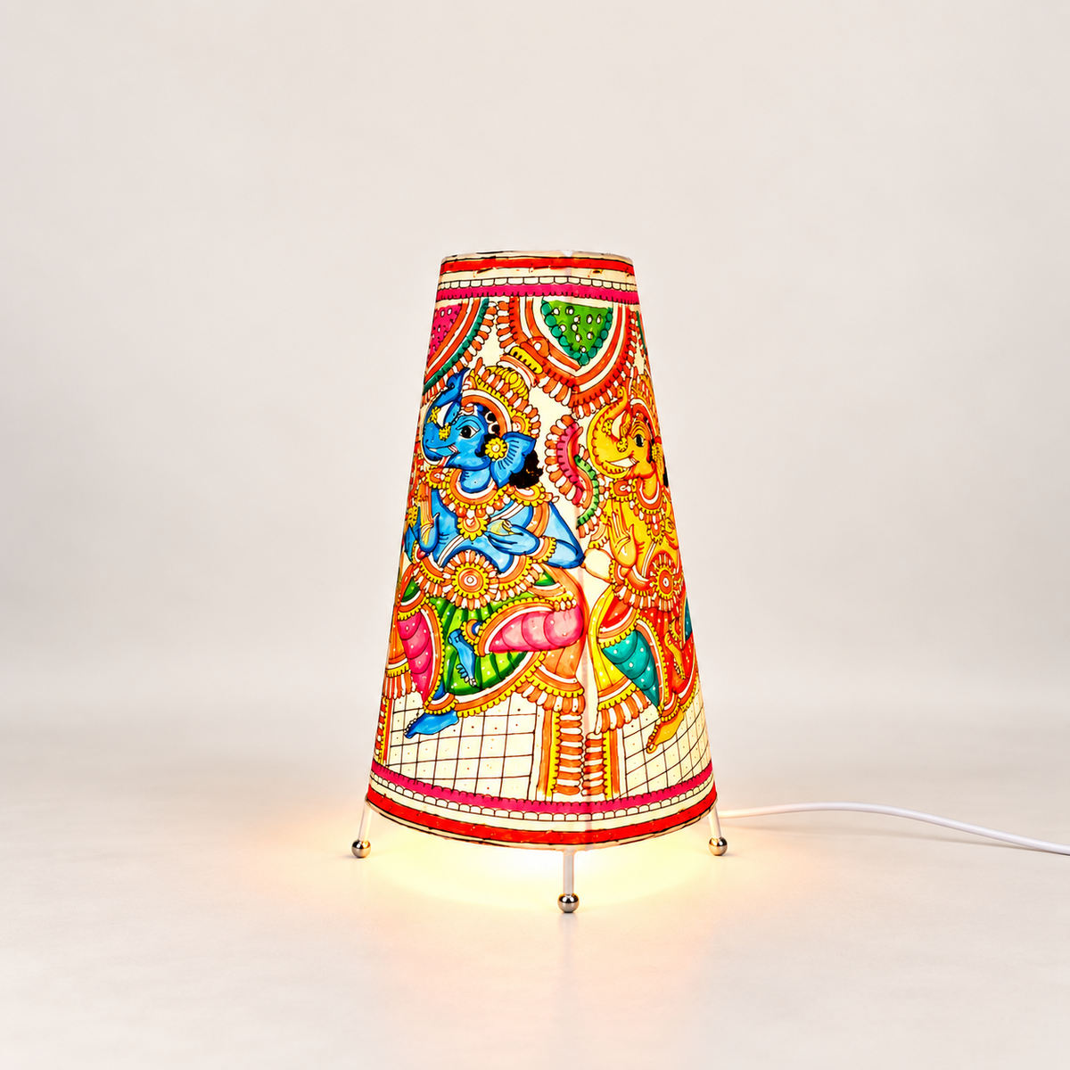 Sthula's Multicolor Elephant Folk Art Table Lamp