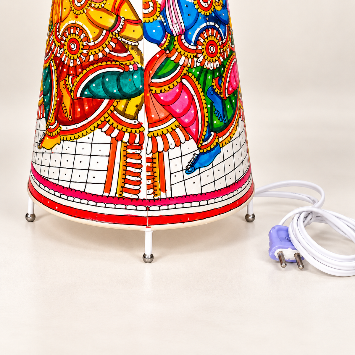 Sthula's Multicolor Elephant Folk Art Table Lamp