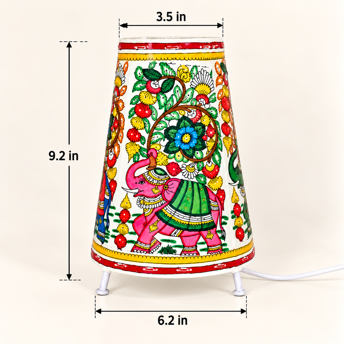 Sthula's Multicolor Elephant Floral Table Lamp