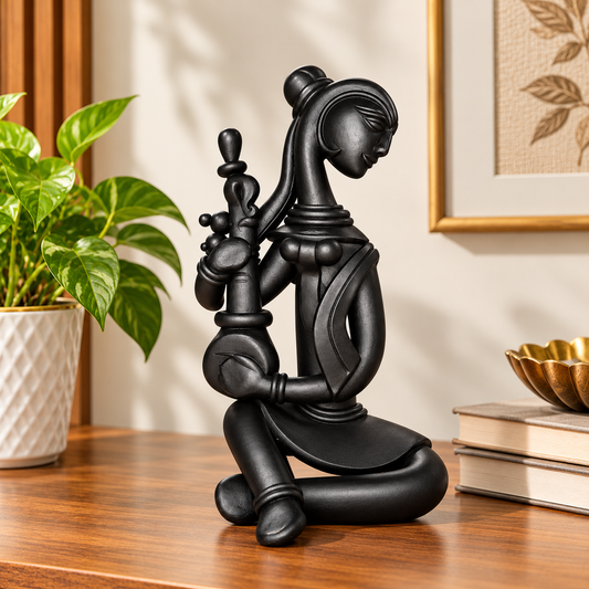 Sthula's Handmade Black Terracotta Tribal Woman Figurine