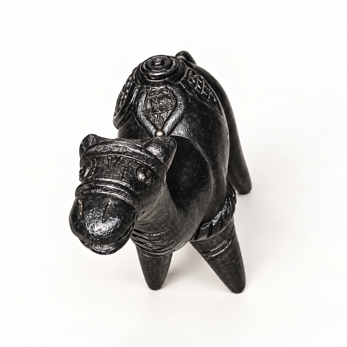 Sthula's Handmade Black Terracotta Camel Figurine