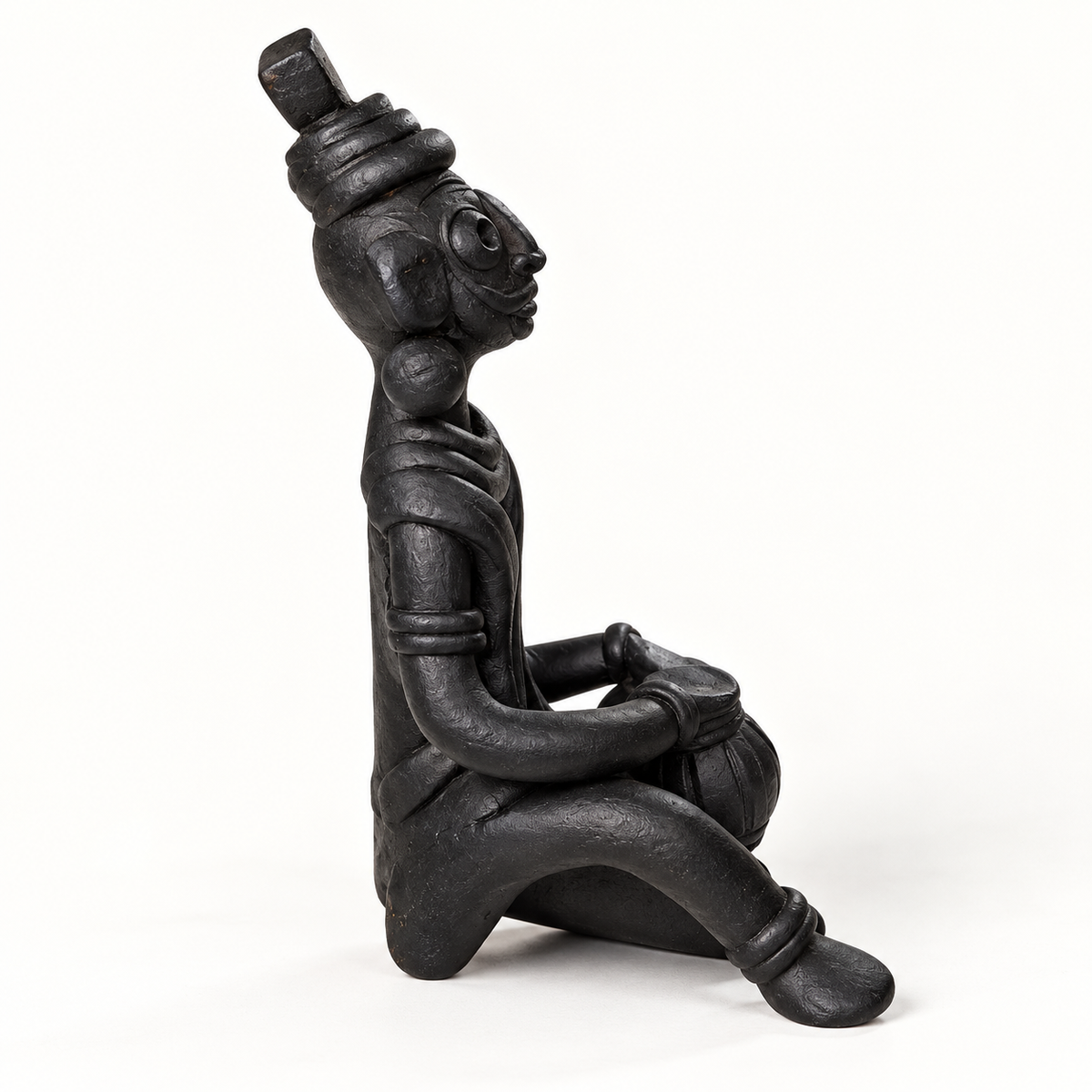 Sthula's Handmade Black Terracotta Tribal Musician