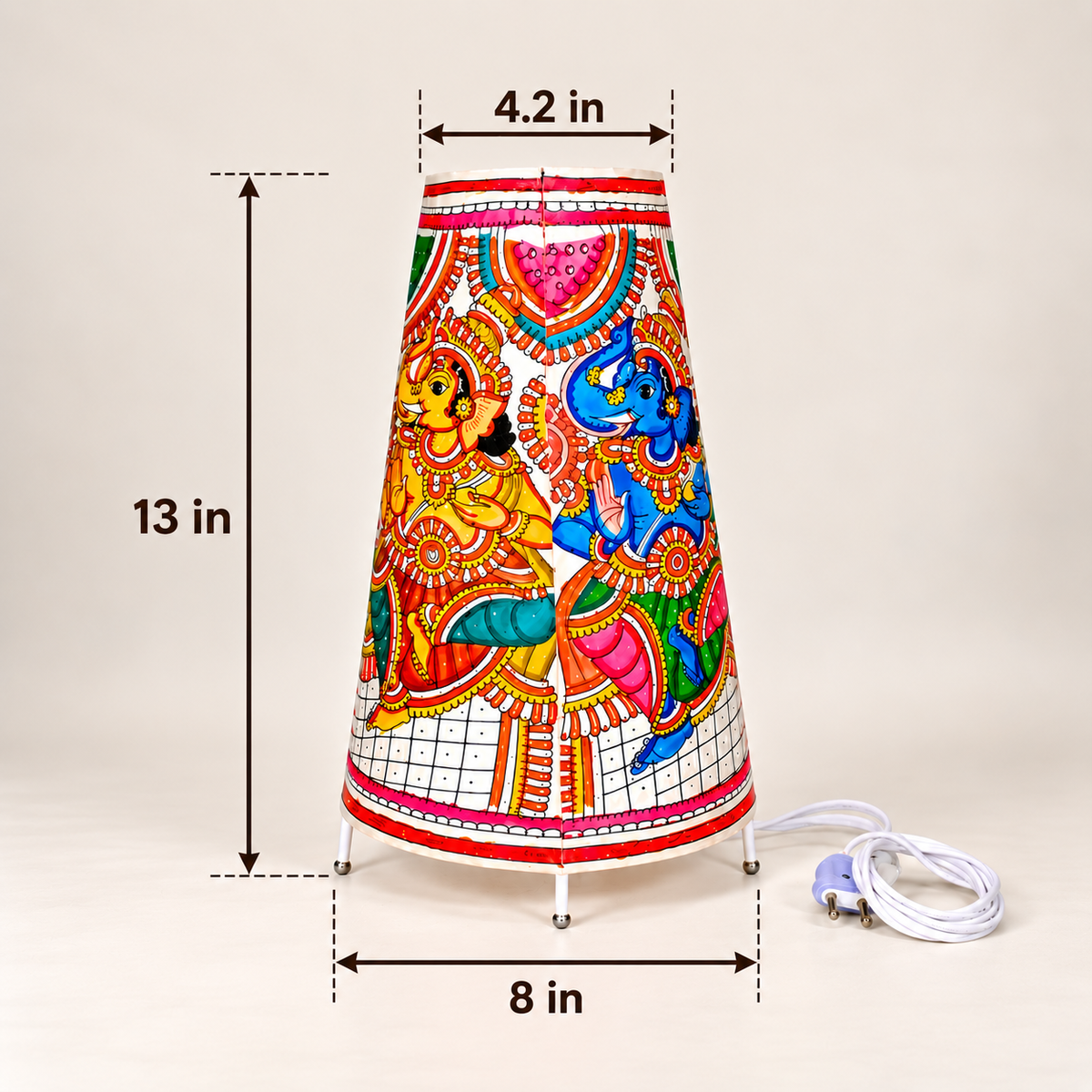 Sthula's Multicolor Elephant Folk Art Table Lamp