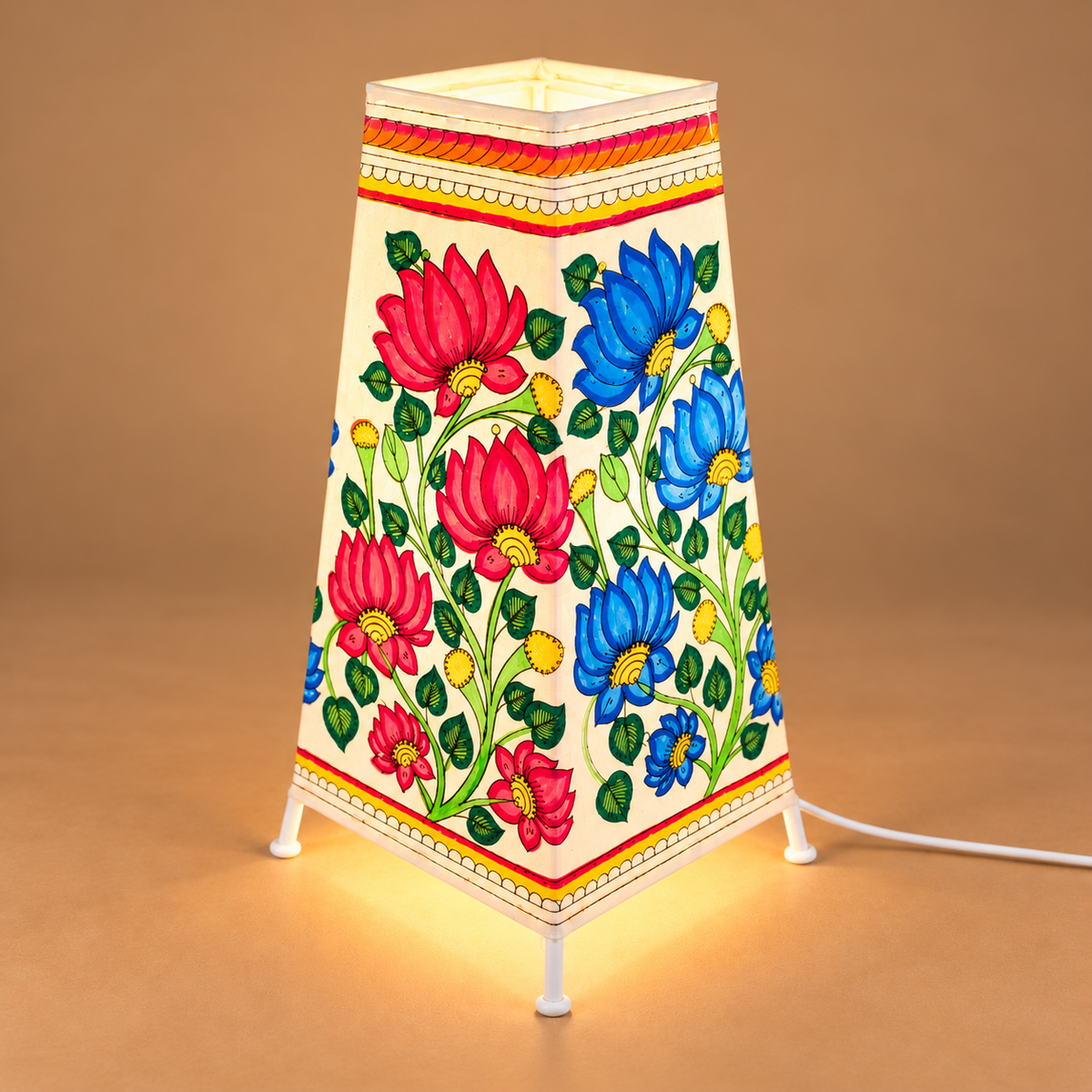 Sthula's Multicolor Floral Metal Table Lamp